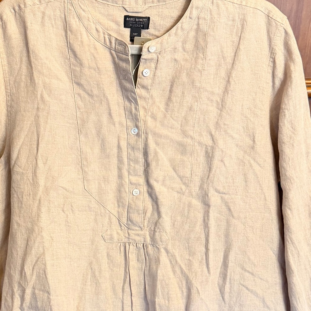 J. Crew | Baird McNutt Irish Linen Top Long Sleeve Blouse Size 14T - Picture 5 of 11